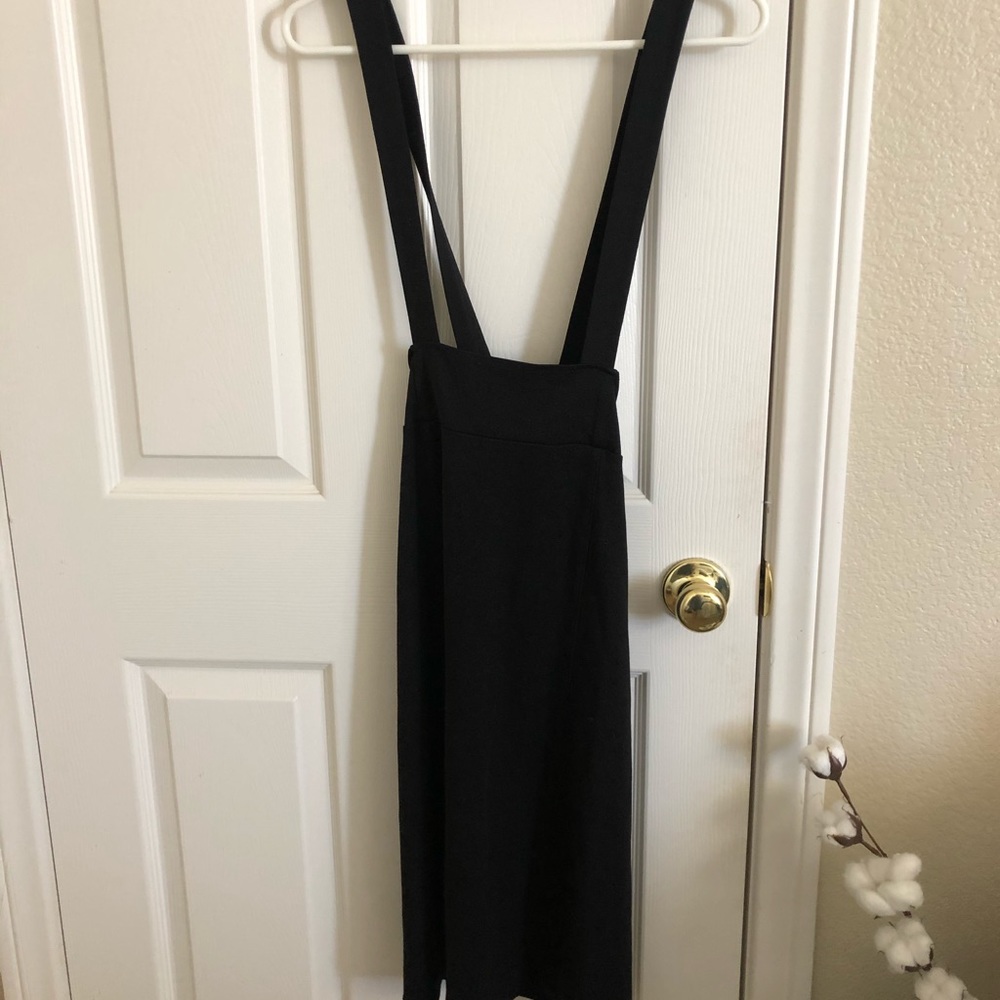 Forever 21 black polyester overall dress (m)